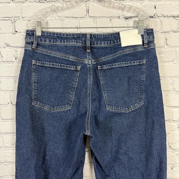 Express Relaxed Straight Jeans Low Rise Rigid Stretch Seamed Dark Blue - Picture 9 of 14